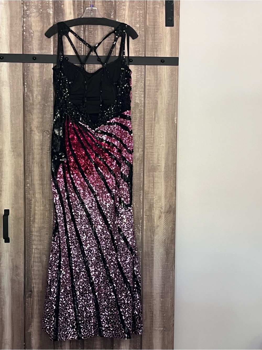 Sequin Ombre Formal Dress — Pink & Black, Size 16 - Picture 6 of 7
